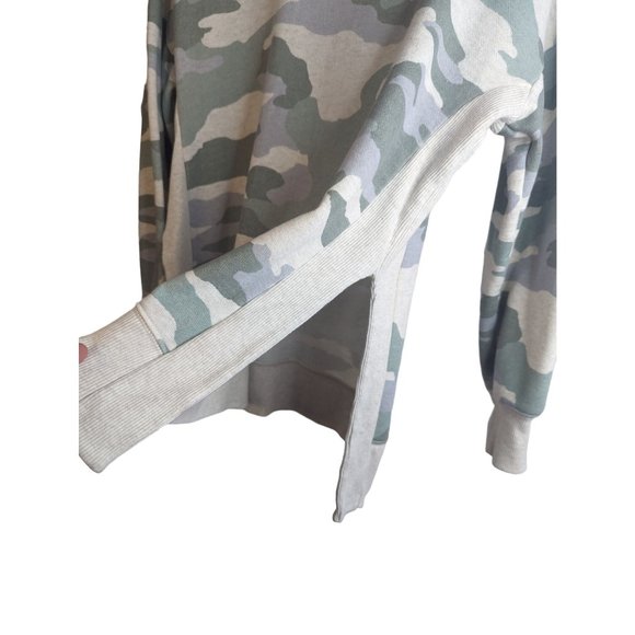 Aerie Women's Good Vibes Oversized Side Slit Casual Sweatshirt in Gray Camo SzXS - Picture 3 of 11